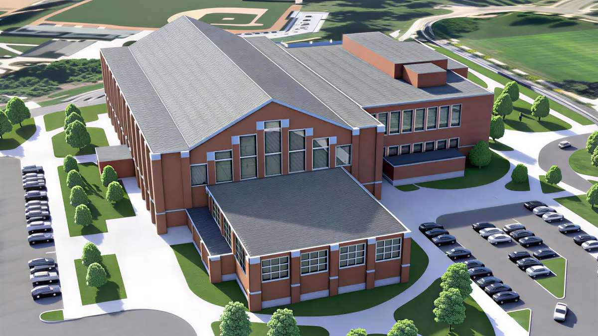 Aerial view of rendering of building
