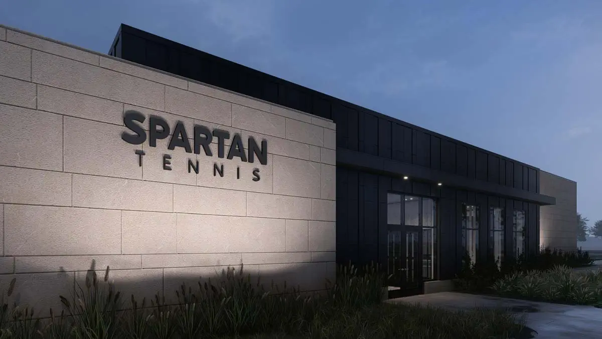 Rendering of outside of tennis center
